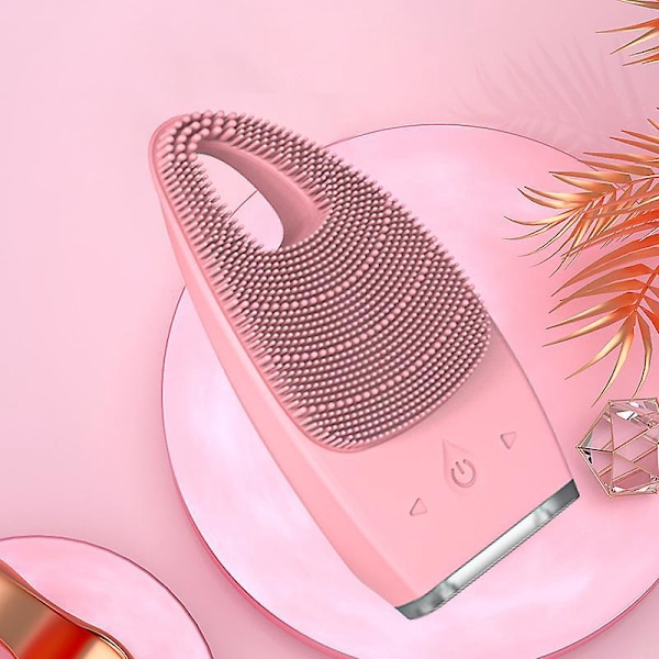 Silikon Ansiktsrengöringsborste med Sonisk Vibration, Vattentät Ansiktsrengöring med Bambuskols, Trådlös Resestorlek Massager för Exfoliering och Djuprengöring