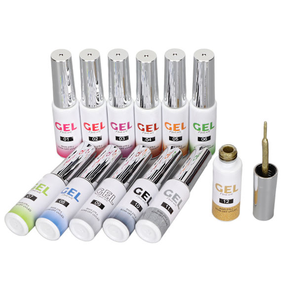 12 färger Nail Art Gel Polish Kit Gör det själv- set Nagellackset för Nagelsalong