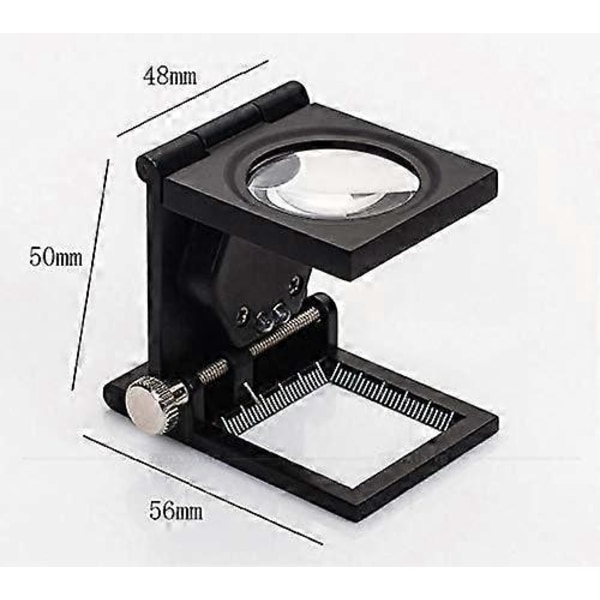 Bordsförstoringsglas 10X Gängat Förstoringsglas Zinklegering Vikbart Glas Med 2 LED-ljus Skala Läs