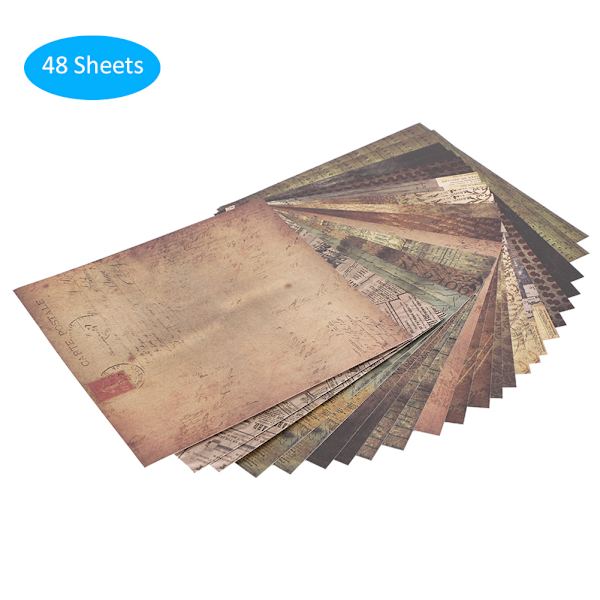48 Ark DIY Skrapbokpapper Album Skrapbok Mönster Gratulationskort Junk Journal Kort Dekoratör