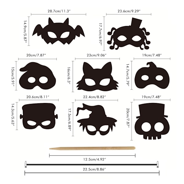 8 st Halloween regnbåge skrapkonst ansiktsmasker skelett häxa pumpa ansiktsmasker Halloween festgåvor tillbehör dekorationer för barn