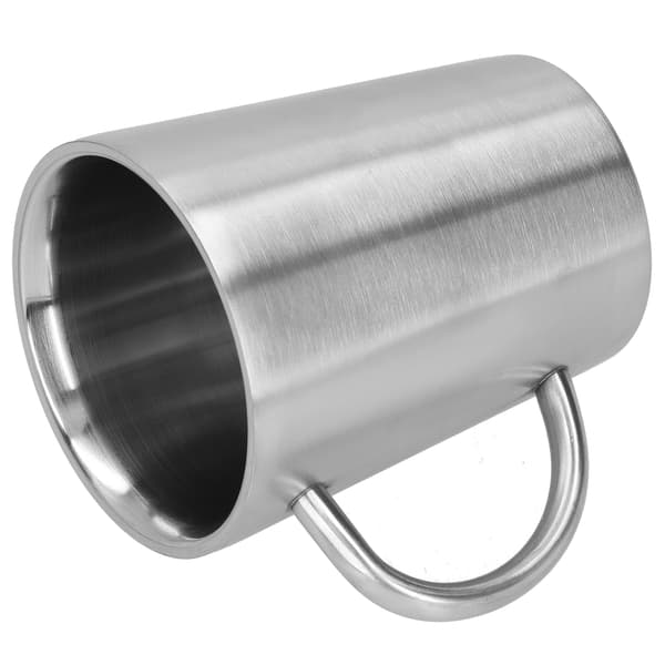 340 ml 304 rostfri ölmugg kaffevattenkopp med handtag dubbelväggigt dricksglas rostfritt stålfärg