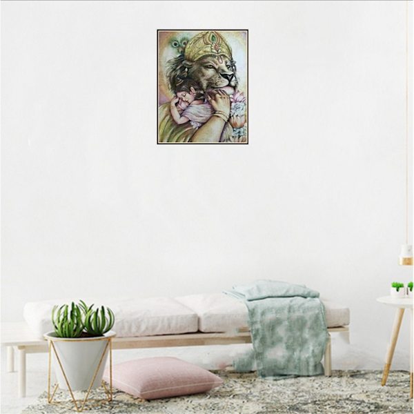 DIY Animals Series Rhinestone Maleri Stue Soveværelse Dekoration Kunst Håndværk 8608 Løve