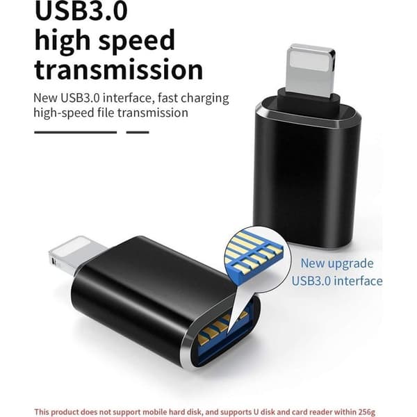 Lightning–USB 3.0 -sovitin iPhonelle ja iPadille, laitteen liitäntä ja tiedonsiirto