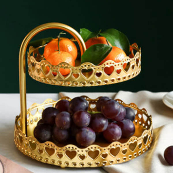 Dobbelt lag kagefad dekorativ kobber guld kiks dessert display fad til bryllup kærlighed hjerte