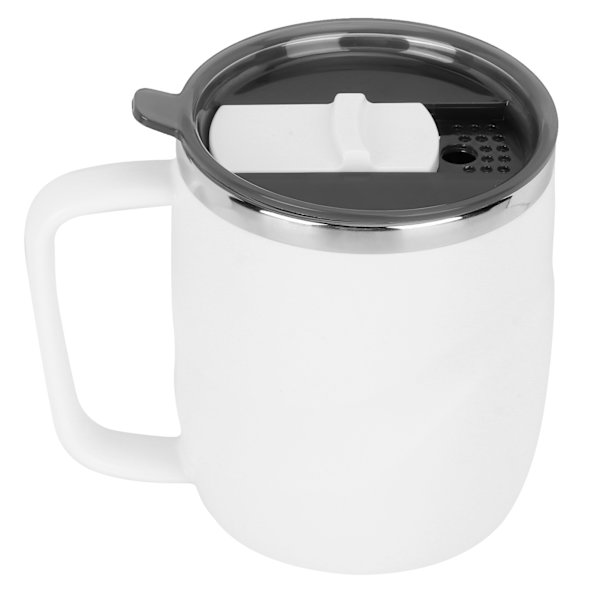 400 ml Kaffeemugg i Rostfritt Stål Anti-Skållande Vattenkopp med Lock för Hemmakontor Underbar Present (Vit)