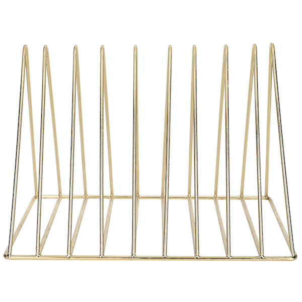 Järntidningshållare Triangulär bok Brevlagring Metall Desktop File Sorter Organizer Guld