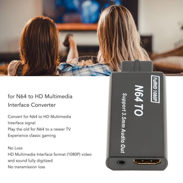 För N64 till HD Multimedia Interface-omvandlare 1080p Stöd PAL NTSC Videospelsadapter med 3,5 mm Interface