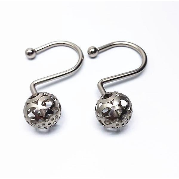 12 Metall Dusjforheng Kroker Ringer, Krom Dusjkrok for Dusjforheng Liner, Hul Ball for Baderom Dusjforheng og Stang Tilbehør