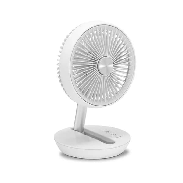 Teleskopisk foldbar ventilator, genopladelig og fleksibel mini bordventilator med 3 vindhastigheder, 5W, HVID