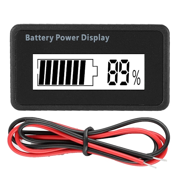 Hvit bakgrunnsbelyst GY-6H batteridrevet display 12-48V universell batterikapasitetsindikator voltmeter