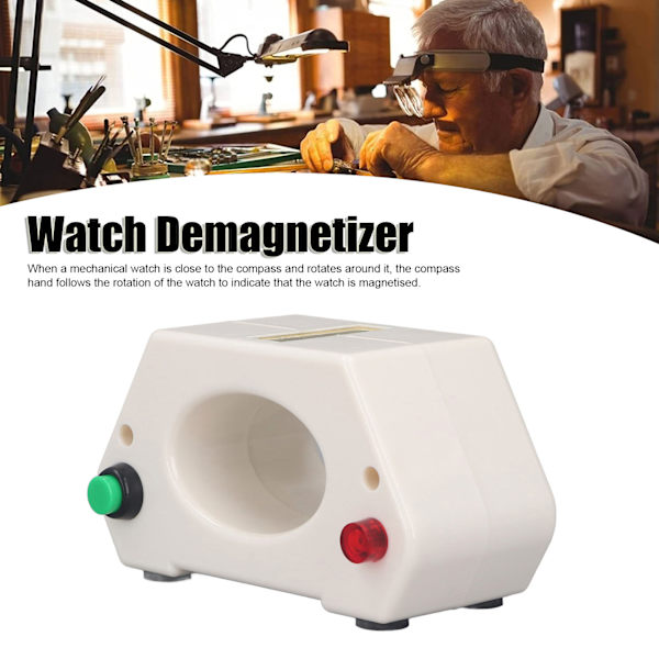 Ur Demagnetizer ABS-hus Bærbar Tænd/sluk-indikator Ur Demagnetiseringsmaskine 115‑230V EU-stik