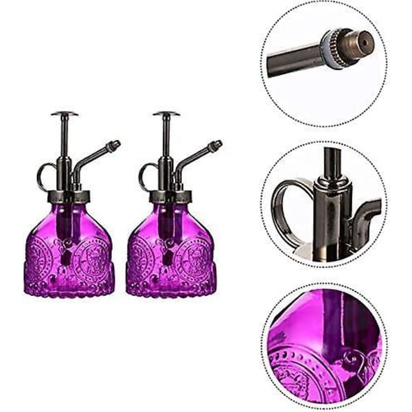 2 Stykker Retro Stil Sprinkler Glas Sprayflaske Indendørs Plante Sprayflaske til Rengøring af Haveplanter (Lilla)