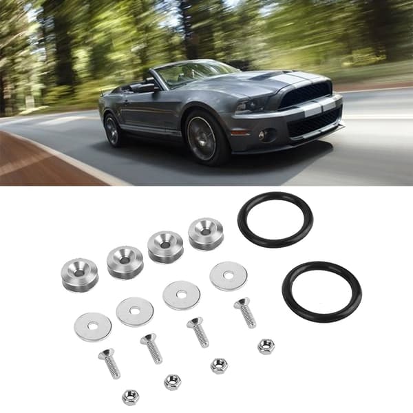 Bil aluminiumslegering skjermer/støtfanger skive/bolt motorrom pyntekit (sølv)