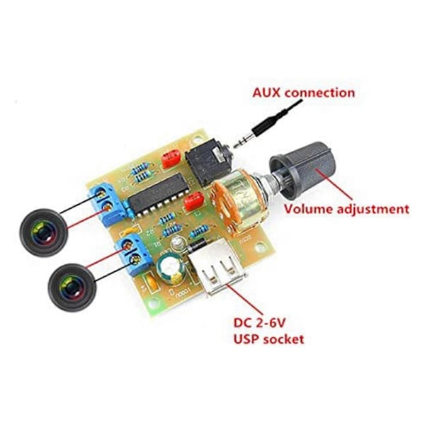 Mini Förstärkarbräda 5W+5W HiFi Tvåkanalig PM CM2038 5V USB Strömförsörjning Ljudförstärkare