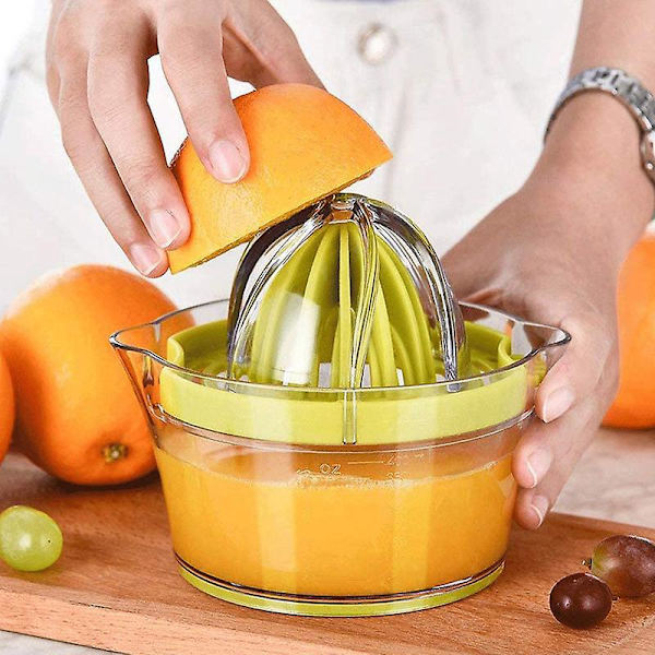 Citruspresser med Målebæger og Rivjern - Manuel Håndpresser til Appelsiner og Citroner