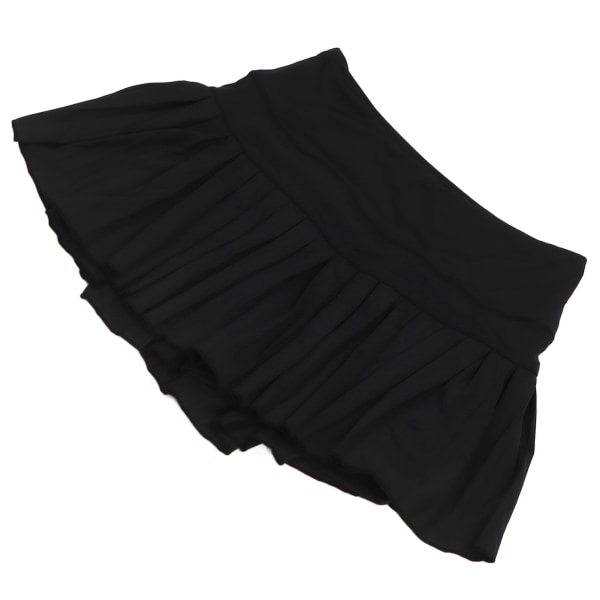 Tennis veckad kjol Andas innershorts Fashionabla svarta sportkjolar för kvinnor med fickor för löpyoga XXL