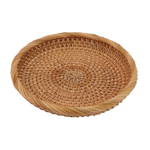 Flettet frugtfad i rattan - elegant, traditionelt og naturligt - serveringsfad til køkkenbord og bord L