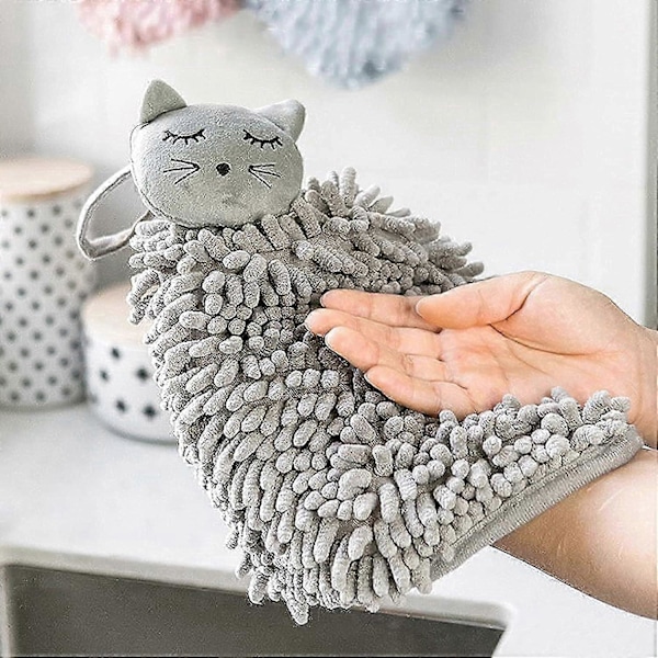 Tegneserie Chenille Håndklæder Sæt med 2 - Mikrofiber Håndklæder - Håndbold Hængende Håndklæder til Køkken_SZXM