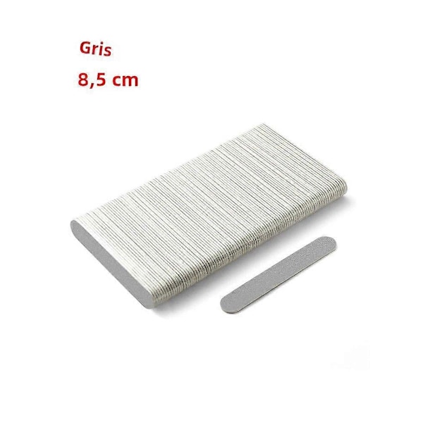 100 st Bärbar Dubbelsidig Nagelfil med Matt Finish Mini för Nagelvård och Manikyr Grå 8,5CM