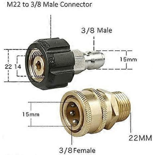 M22 14mm Painepesurin Adapterisarja Pikaliittimellä Puutarhaletkulle