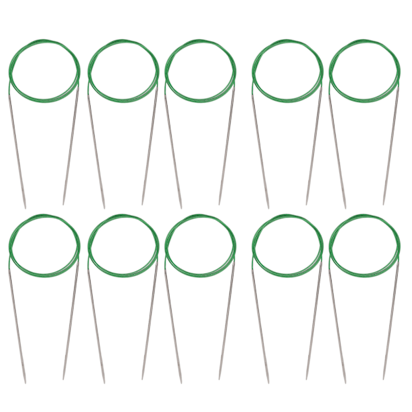10 st cirkulära stickor i rostfritt stål, 100 cm långa, för stickning av tröjor och trådslingor