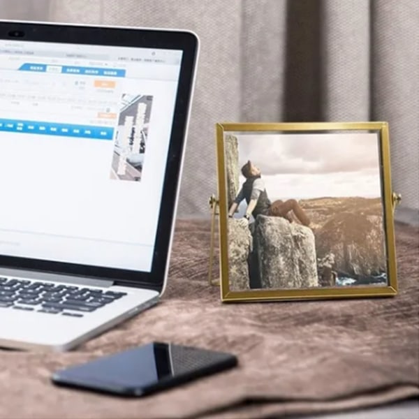 Fotoramme Display Transparent Glas Jern Støtte Bordplade Tørret Blomst Ramme til Hjemmedekorationer 4 Tommer