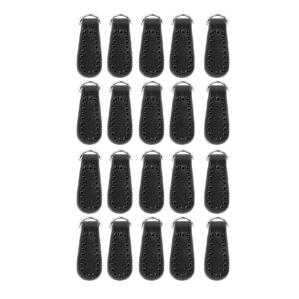 20 stk. Glidelås i ekte skinn Stilig Uformelt mikrofiber skinn Glidelås-tagger Erstatning for ryggsekker Bagasje Svart Gullfarget tilbehør