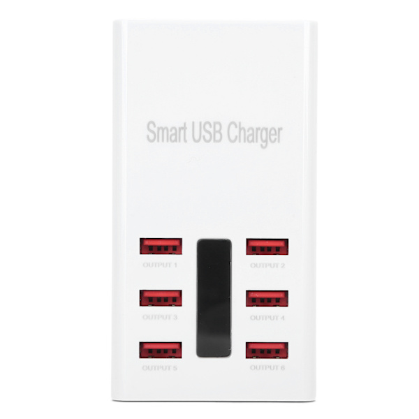 100-240V 6-porters hurtig multi-USB-lader stasjonær mobiltelefon ladestasjon dokkingstasjon 30WEU-plugg