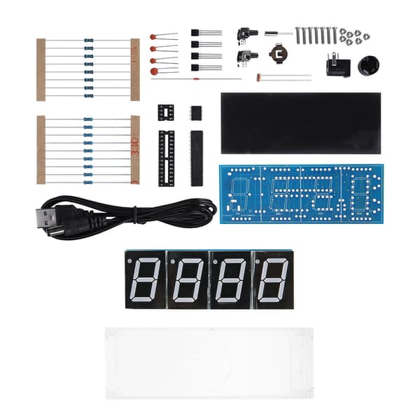 4-siffrig DIY Digital LED Klocka Kit Auto Visa Tid Temperatur Elektronisk DIY Kit Klocka Grön