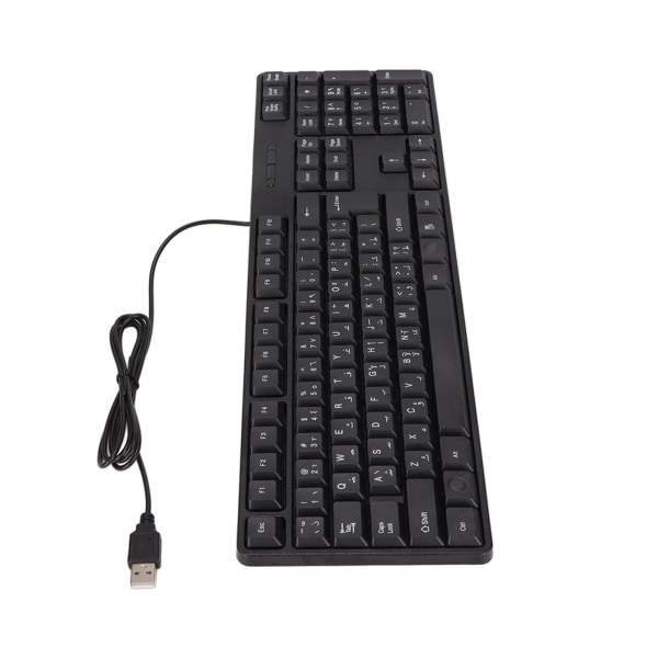 Arabisk Tastatur 104 Taster USB Interface Kabeldesign Sort ABS Material Kontor Tastatur til Desktopcomputere