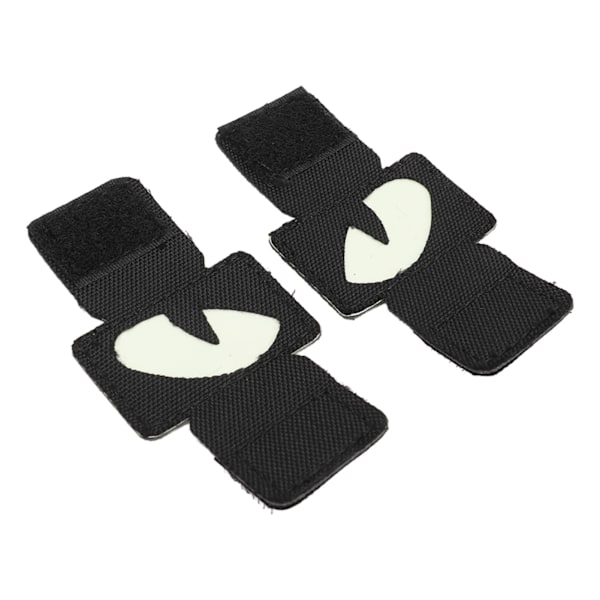 2 stk. Katteøje-patch med reflekterende velcro-design i lærred - Lysende katteøje-patch til hatte, uniformer, rygsække, udendørsaktiviteter og natteture - Sort