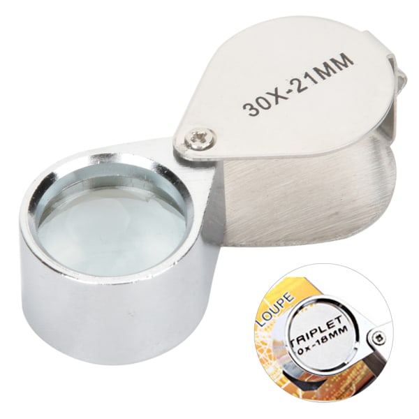 Bærbar mini-glasforstørrelsesglassmykkeforstørrelsesglas til identifikation af smykkefrimærker Mønter AntikviteterSølv