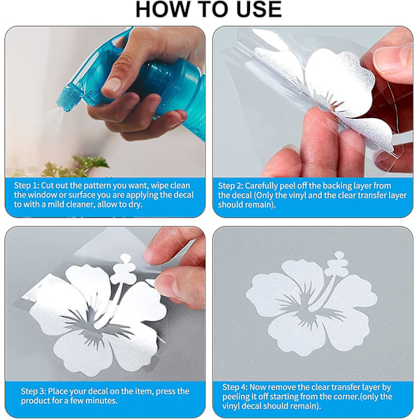 Hibiskusblommor Bildekaler Hawaiianska Dekaler Vit Vinyl Bil Exteriör Dekoration för SUV Lastbil Motorcykel Dörrar Väggar Laptop (200×190mm)