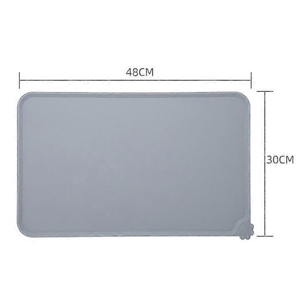 Vandtæt Anti-Slip Silikone Mad- og Vandskålsmåtte til Kæledyr - 47 x 29 cm, Sort