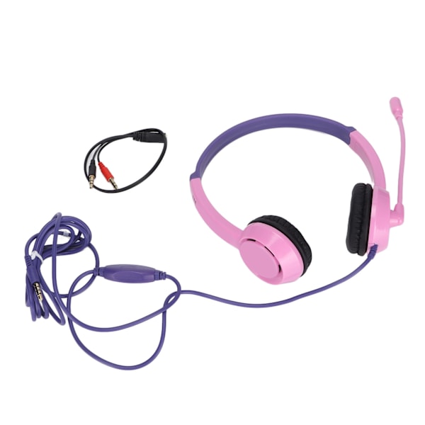 DT326 Barn Hörlurar 85dB Volym 3,5mm Jack Kabelbunden Sladd På Örat Headset för Barn Flickor Pojkar Online Lärande Skola PCPink Lila