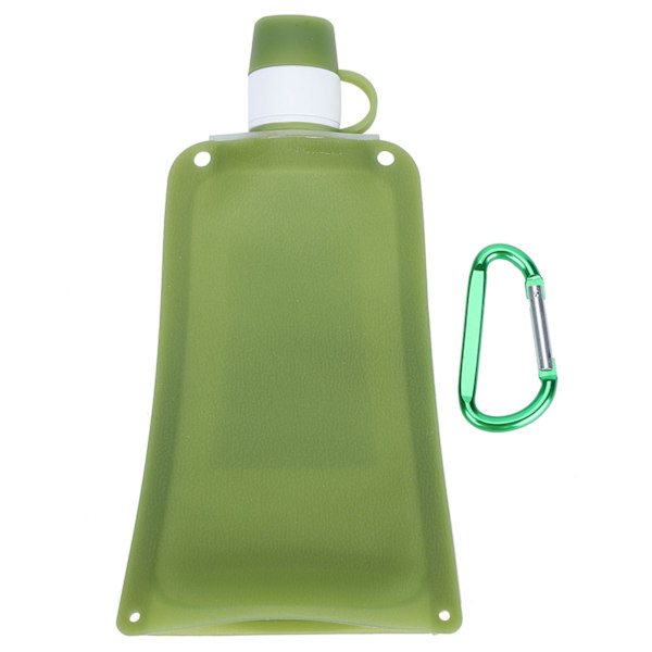 500 ml hopfällbar vattenflaska i silikon för utomhusbruk, resor, camping och cykling, grön