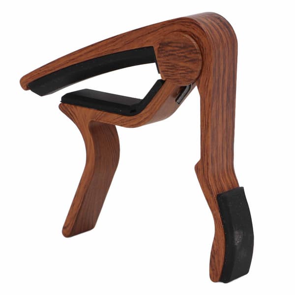 Capo Snabbfäste Strängklämma Tillbehörsset Kit med 5st Gitarrplektrum för Bas Banjo Mörkt Träfärg