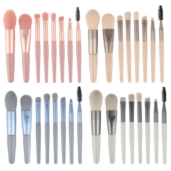 8 stk. Mini Makeup Pensler Sæt Professionel Pudder Øjenbryn Blush Concealer Pensler