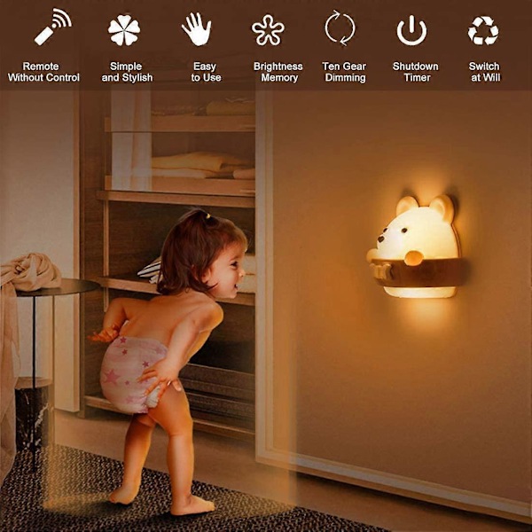 Nattlampa för baby, Nattlampa för sovrum, Bärbar nattlampa för barn, Bärbar USB-laddningsbar nattlampa Gult ljus för läsning, sömn och avslappning
