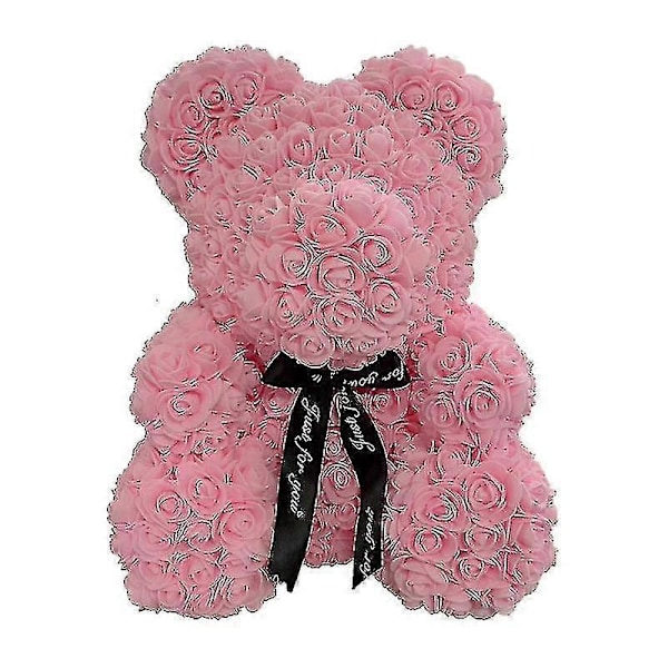 Dropshipping 40cm Rosbjörn Hjärta Konstgjord Blomma Ros Teddybjörn För Kvinnor Alla Hjärtans Dag Bröllop Födelsedag Julklapp Ljusrosa 40CM