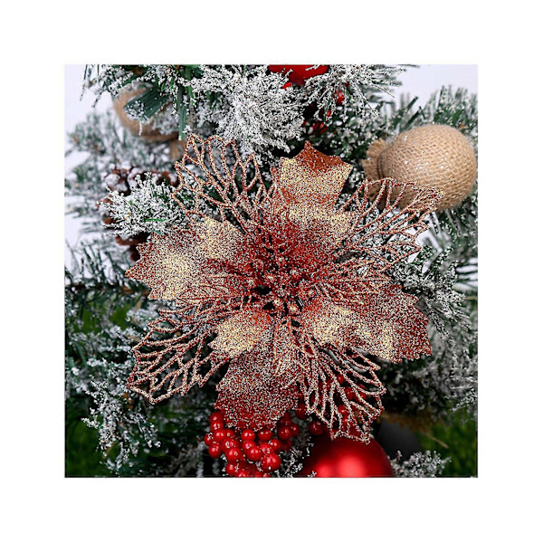 10 stk. Store julestjerner med glitter til juletre, blomster, hengende pynt til fest H
