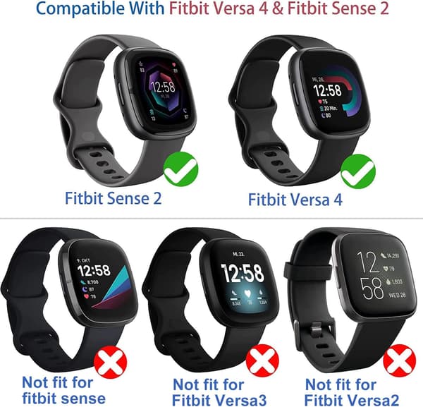 Diruite 4-pak etui til Fitbit Versa 4/Sense 2 skærmbeskytter, HD stødsikkert blødt TPU-etui med fuld beskyttelse til Fitbit Versa sort black 4pcs