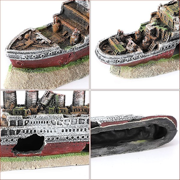 Natural Resin Aquarium Shipwreck DIY-dekoration för att gömma fisk