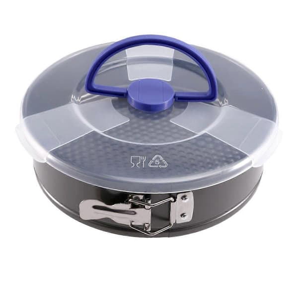 Springform Cake Pan, Round Springform Cake Pan, Non-Stick Cake Pan, Springform Pan with Lid and Removable Bottom Black