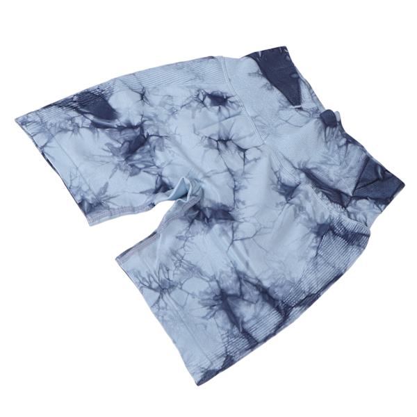 Yogashorts Högmidjad slipsfärgning Stretchy Slim Fit Ocean Blue Workout Yogashorts för träning M