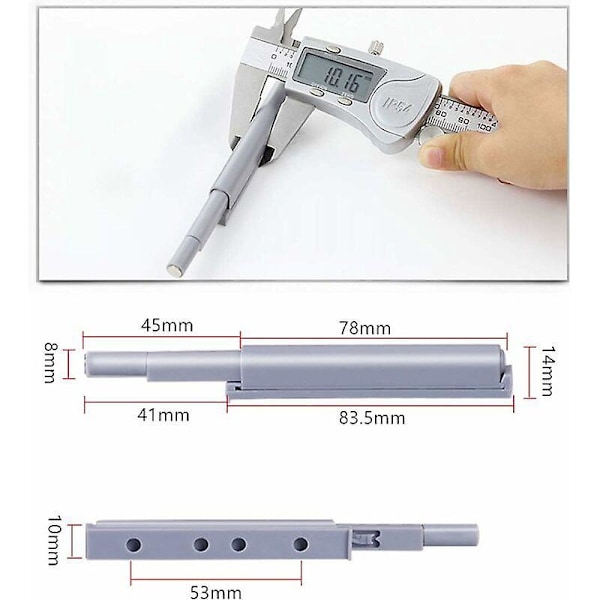 Aktivoi avataksesi magneettilukot Magneettiset ponnahduslukot avaavat ja sulkevat oven yksinkertaisella painalluksella (10 kpl) kokonaispituus 12cm vaaleanharmaa,