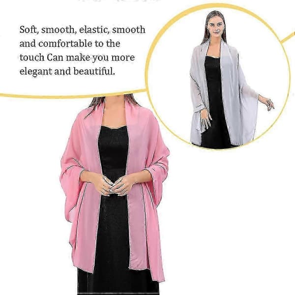 Chiffon Shawl Wrap for Wedding & Party Bridal Accessories Lightweight Decorative Scarf Cape Silver Gray
