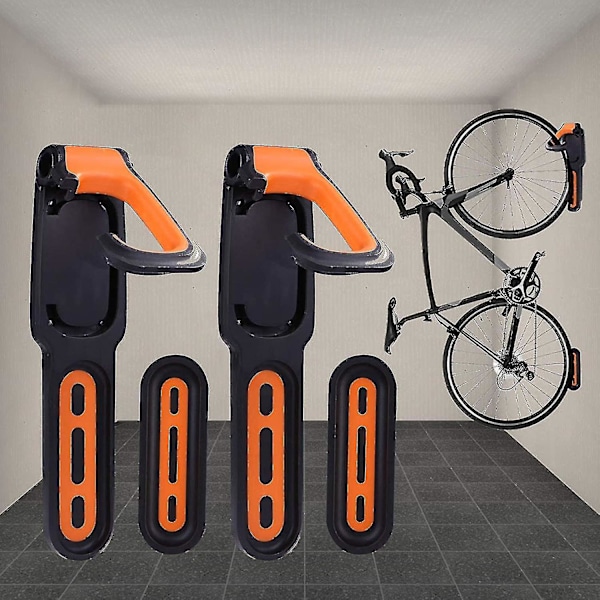 Väggmonterat cykelställ för 2 cyklar, gummibeläggning, inomhus/utomhus