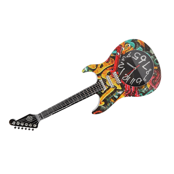 Gitarr Väggklocka Simulering Tid Noggrann Gitarr Klocka Väggdekor för Hem Sovsal Sovrum 5680 Gitarr